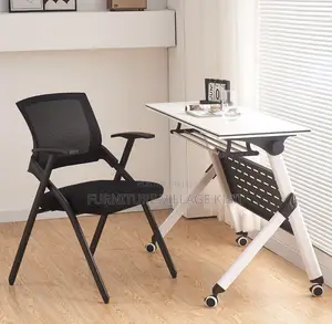 Office Chair; Black Mesh Foldable Training Chair.