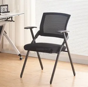 Office Chair; Black Mesh Foldable Training Chair.