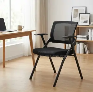 Office Chair; Black Mesh Foldable Training Chair.