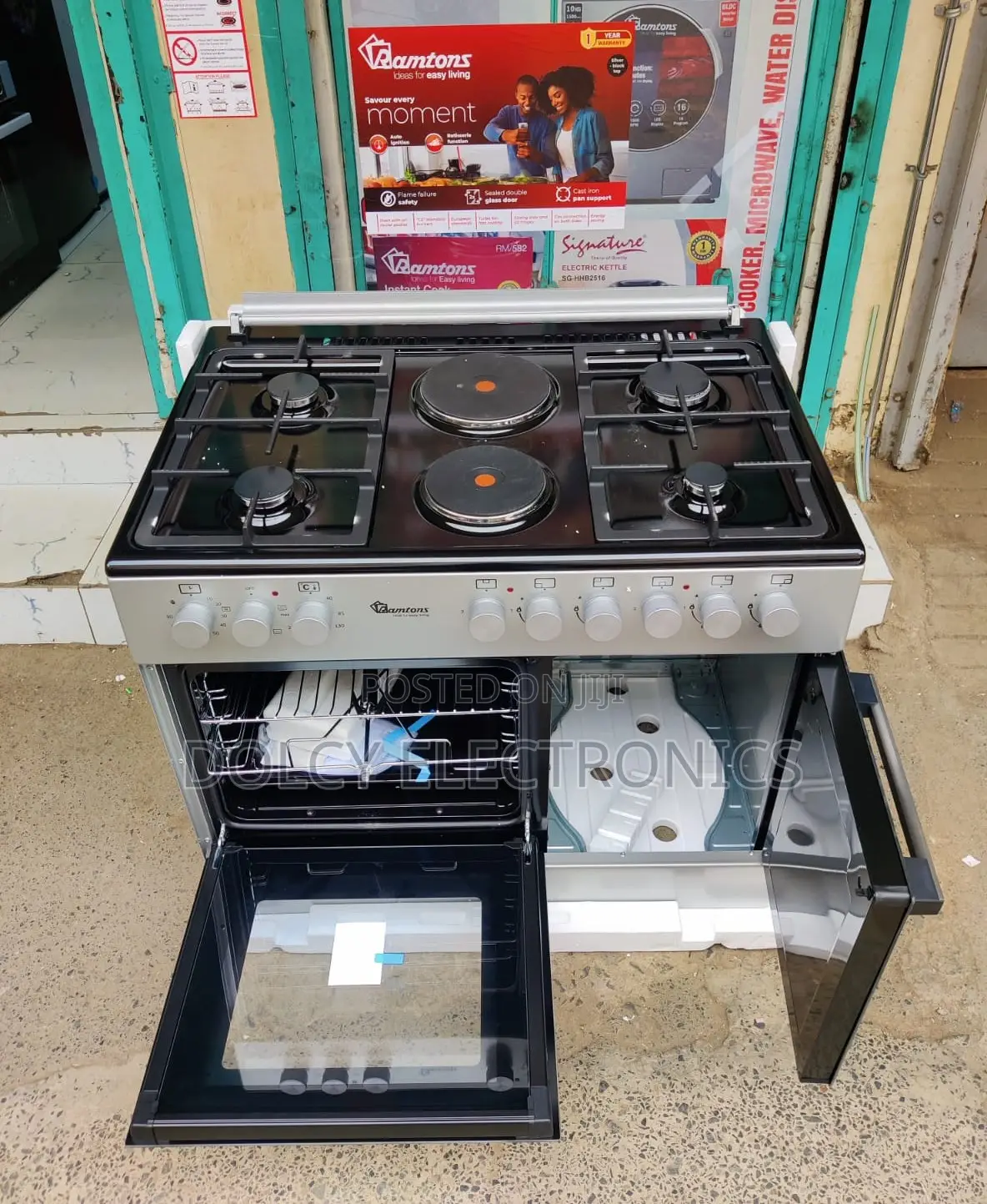 Ramtons Cooker 90x60cm 4G+2E Silver Rc396