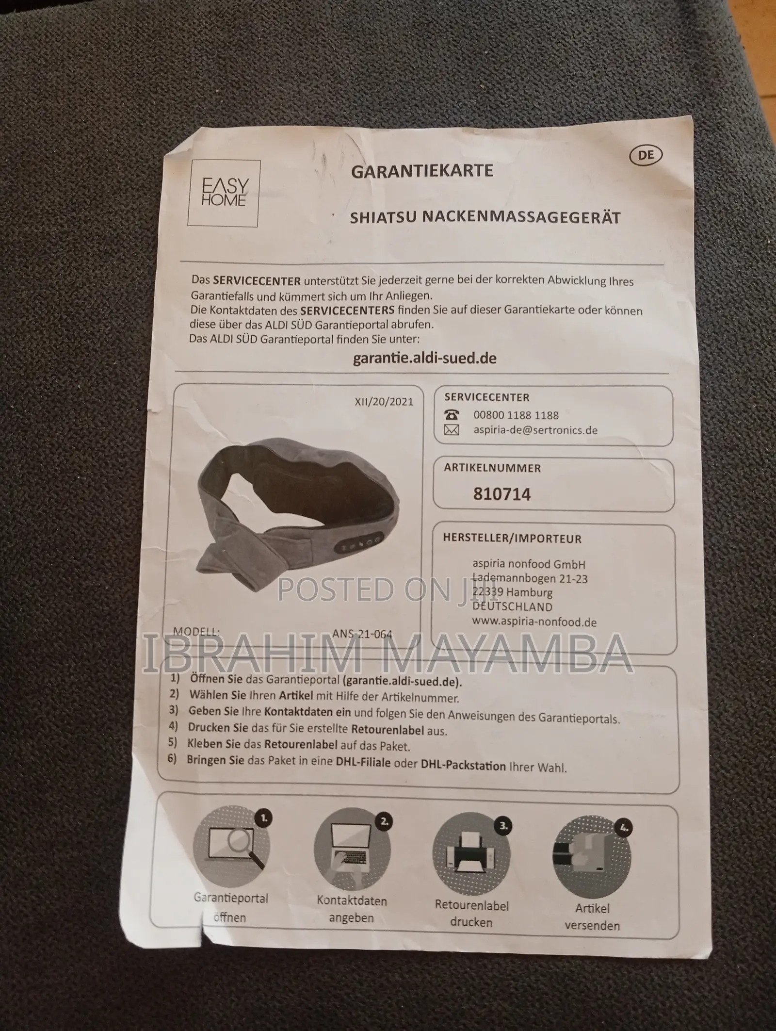 Ex-Germany Neck/Back Heat Massager