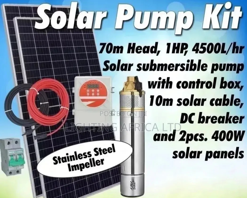 70 Meters Head Submersible Kit Plus Complete With (2)400w Solar Panel