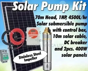 70 Meters Head Submersible Kit Plus Complete With (2)400w Solar Panel