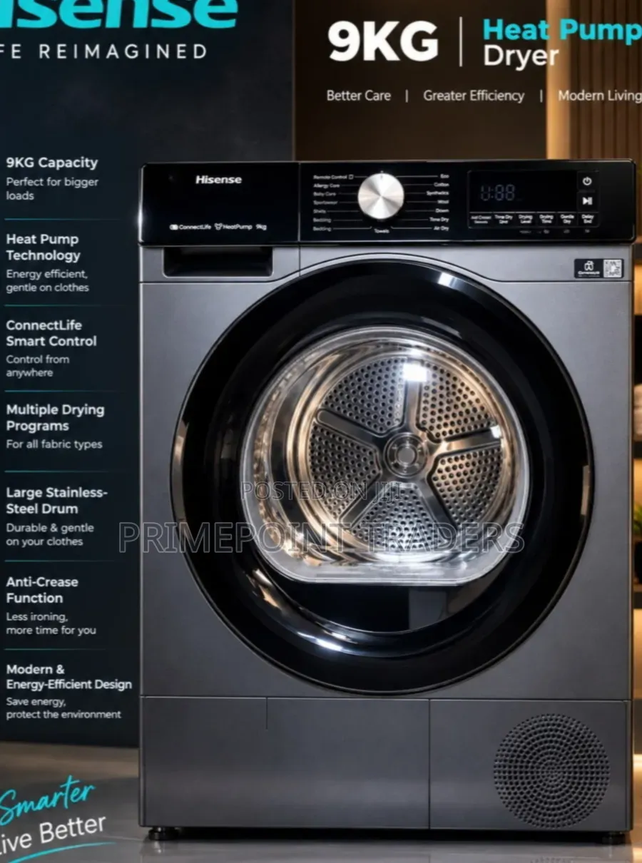 Hisense 9KG Front Load Heat Pump Dryer – Powerful Efficient