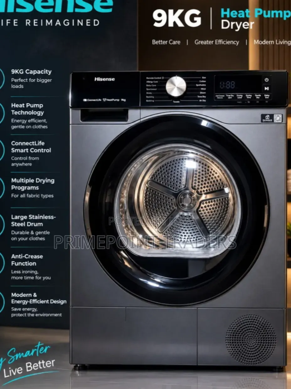 Hisense 9KG Heat Pump Tumble Dryer – Gentle Care for Your Clothes