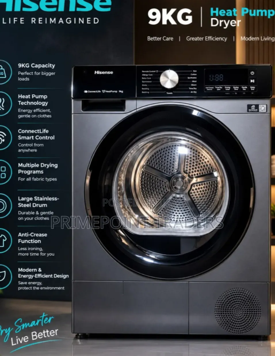 Hisense 9KG Heat Pump Tumble Dryer – Gentle Care for Your Clothes