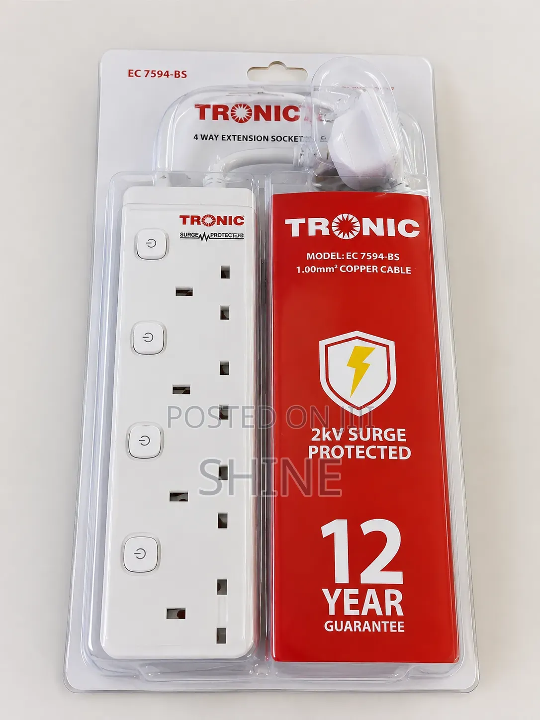 Tronic 4 Way Extension With Surge Protector