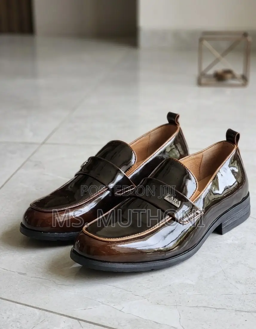 Two-Tone Polished Dress Loafers( Maroon / Coffee) Size 39-45