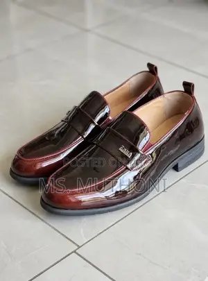 Two-Tone Polished Dress Loafers( Maroon / Coffee) Size 39-45