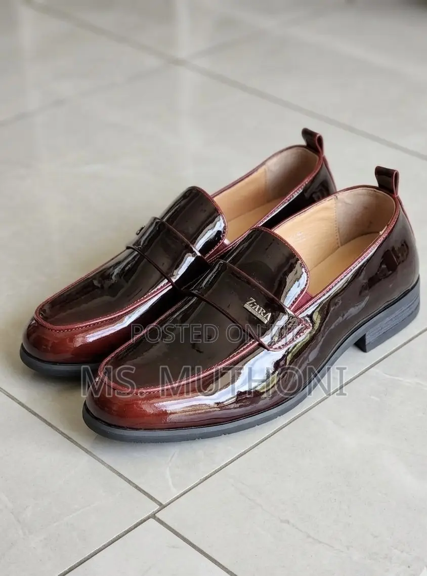 Two-Tone Polished Dress Loafers( Maroon / Coffee) Size 39-45
