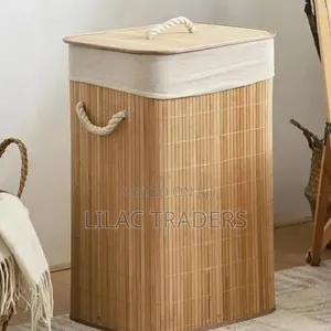 Large Rectangular Bamboo Laundry Basket | 57×41cm Tact*