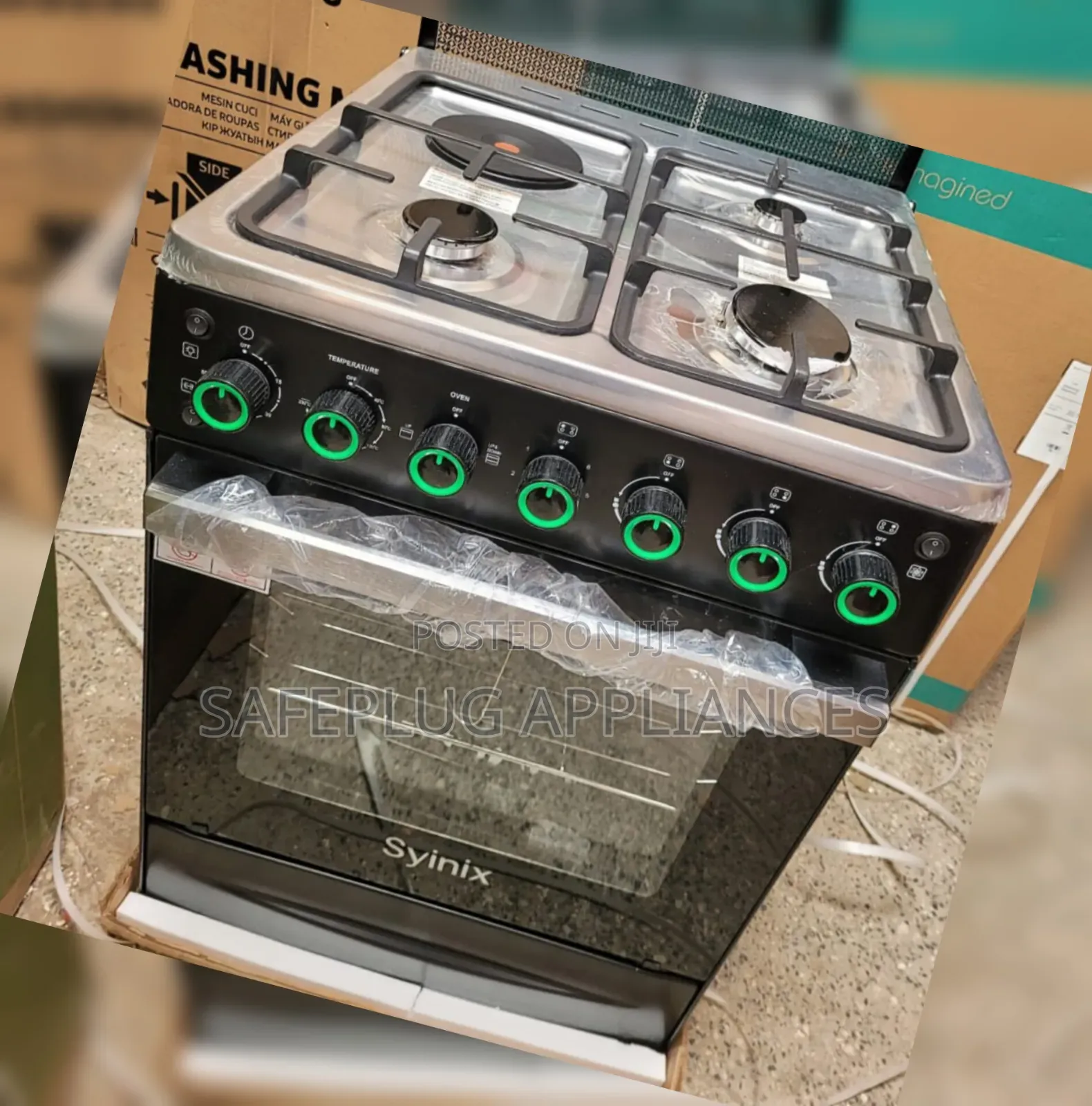 60×60 Standing Cooker–3 Gas + Rapid Electric Plate, Electric Oven
