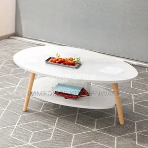 2-Tier White Oval Coffee Table