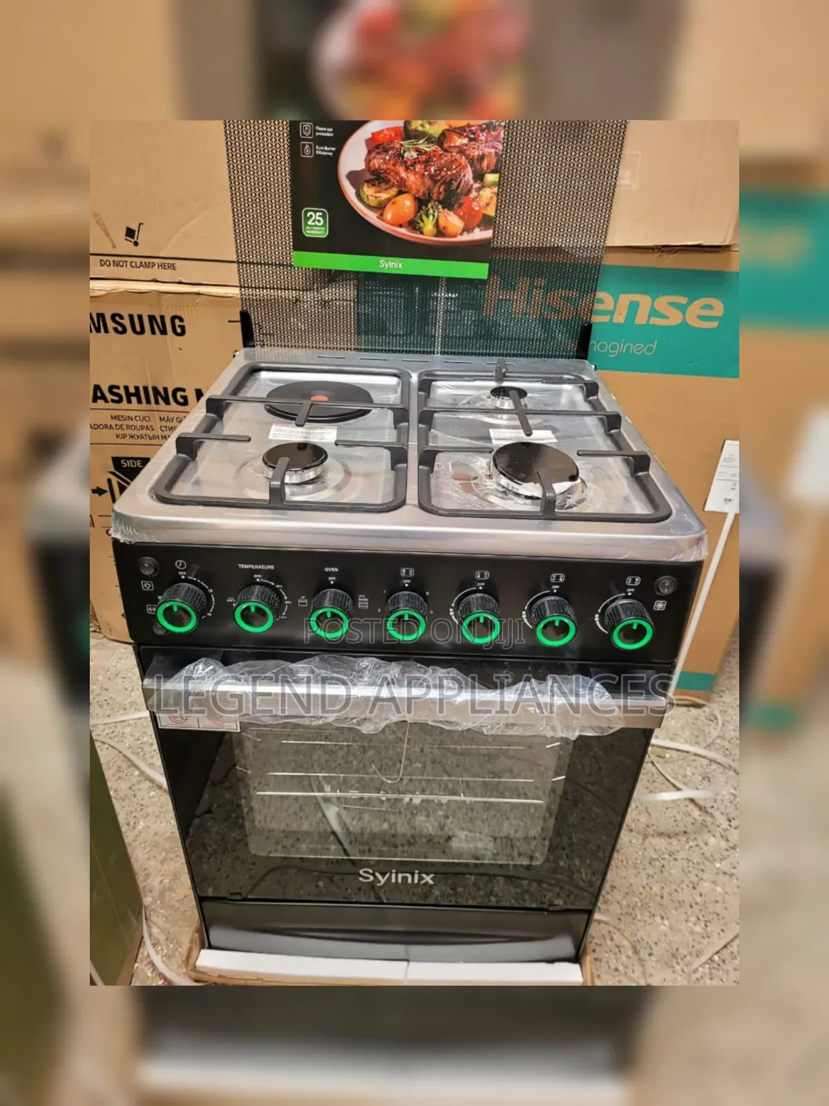 Syinix 60*60, 3 Burners + 1 Rapid Plate, GAS SENSOR, Rotisserie