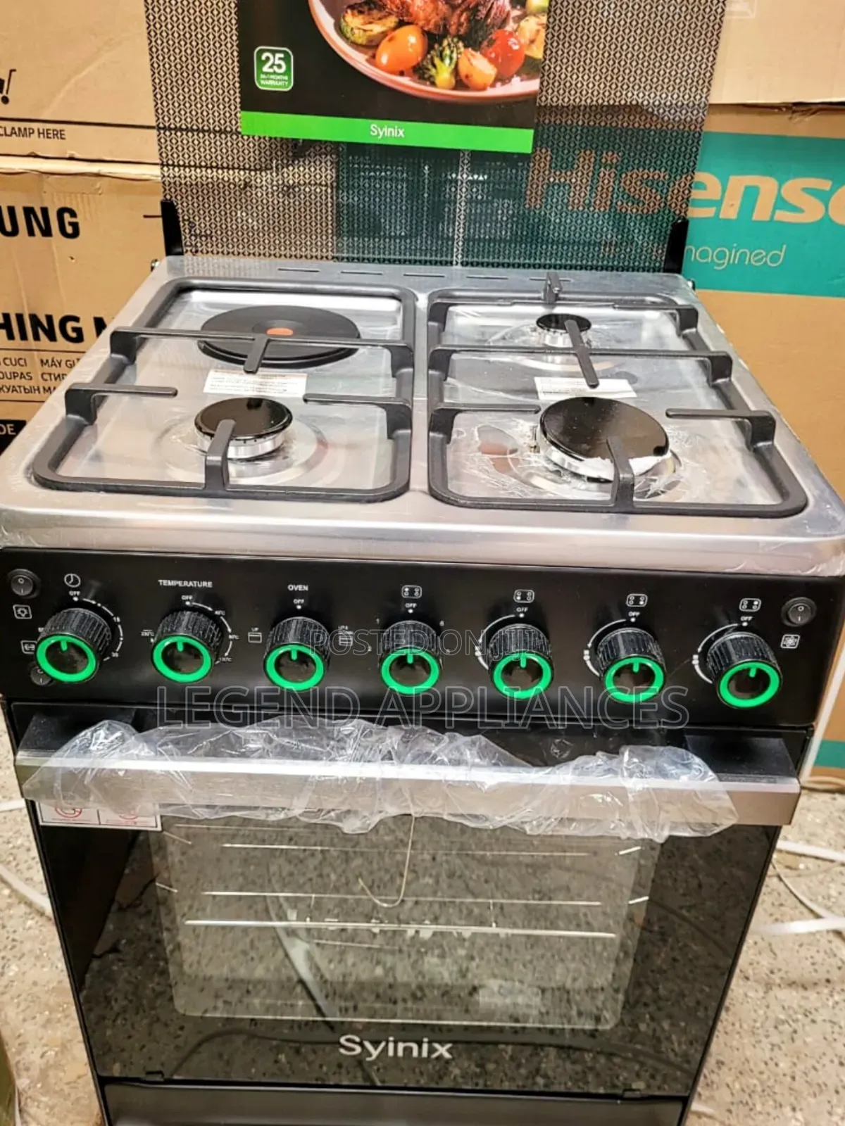 Syinix 60*60, 3 Burners + 1 Rapid Plate, GAS SENSOR, Rotisserie
