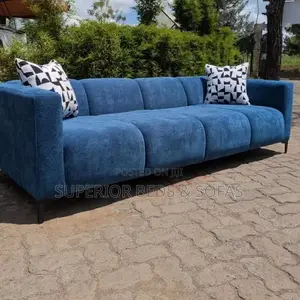 3 Seater Posh Blue Channel Sofa: Pay on Delivery