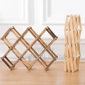 Wine Rack ​Expandable Rustic Wood 10-Bottle Wine Rack Display Stand