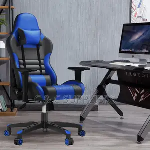 Blue Leather Ergonomic Gamer Chair