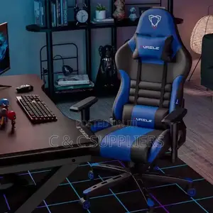 Blue Leather Ergonomic Gamer Chair