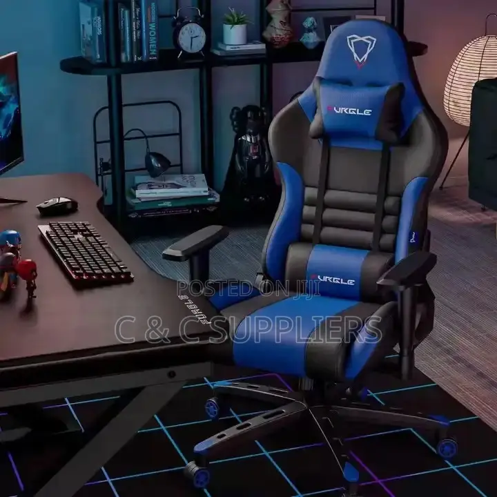 Blue Leather Ergonomic Gamer Chair