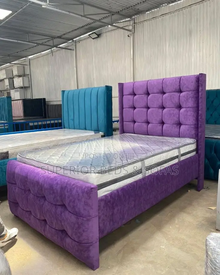 5x6 Sturdy Purple Grid Chester Bed: Payment on Delivery