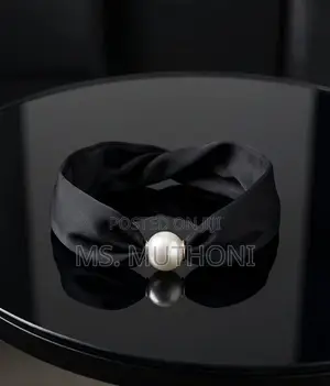 Satin Neck Scarf With a Pearl Magnetic Clasp