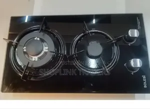 Bolesi Hob 2 Burners Inbuilt Gas Glass Tampared Hod