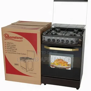 Ramtons - 4 Gas Burners+ Auto Ignition Cooker - Dark Red (1YR WRTY)