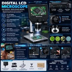 Digital LCD Microscope 8 LED Portable Magnifier Video Capture