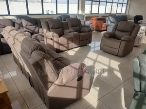 Soft Fabric Brown 6 Seater Recliner Sofa