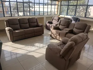 Soft Fabric Brown 6 Seater Recliner Sofa