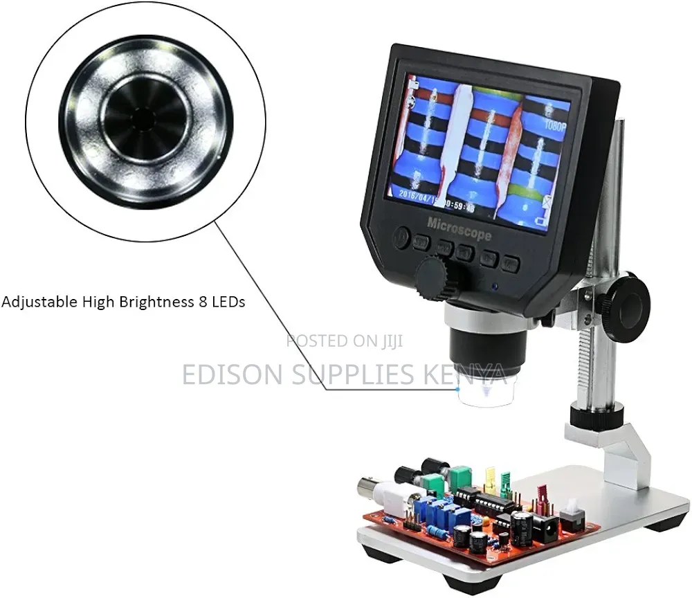 Digital LCD Microscope 8 LED Portable Magnifier Video Capture