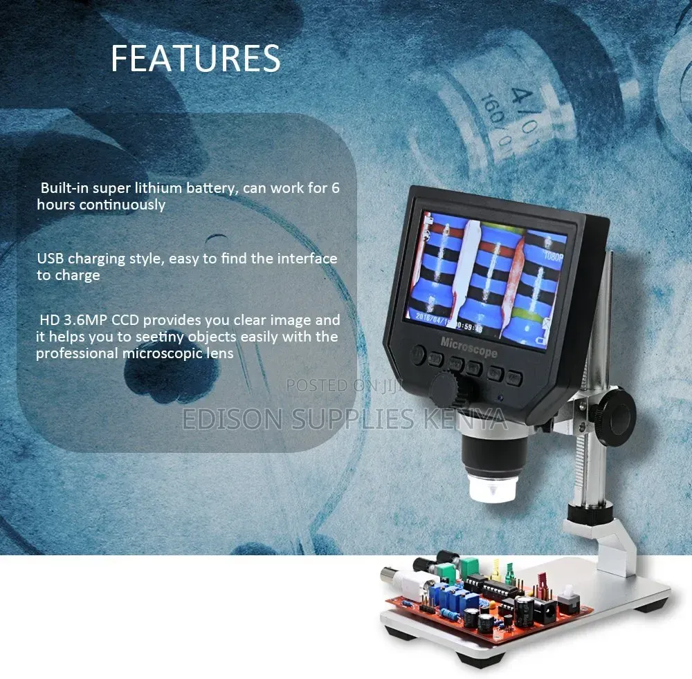 Digital LCD Microscope 8 LED Portable Magnifier Video Capture
