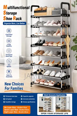 Heavy-Duty 8-Layer Executive Adjustable Shoe Organizer - Sn