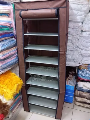 9-Layer One-Column Shoe Rack With Canvas Cover - Sn