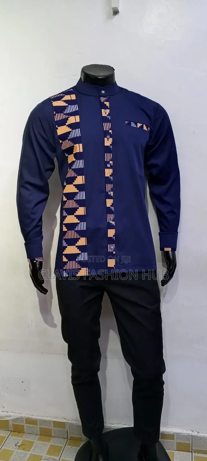 Navy Blue African Shirts for Men