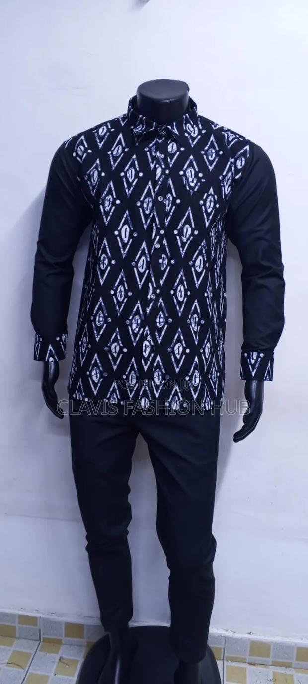 Executive Ankara Men Shirts Black and Navy Blue - thumbnail 2