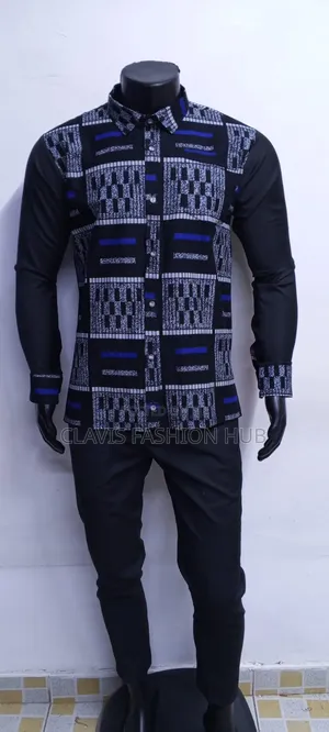 Executive Ankara Men Shirts Black and Navy Blue