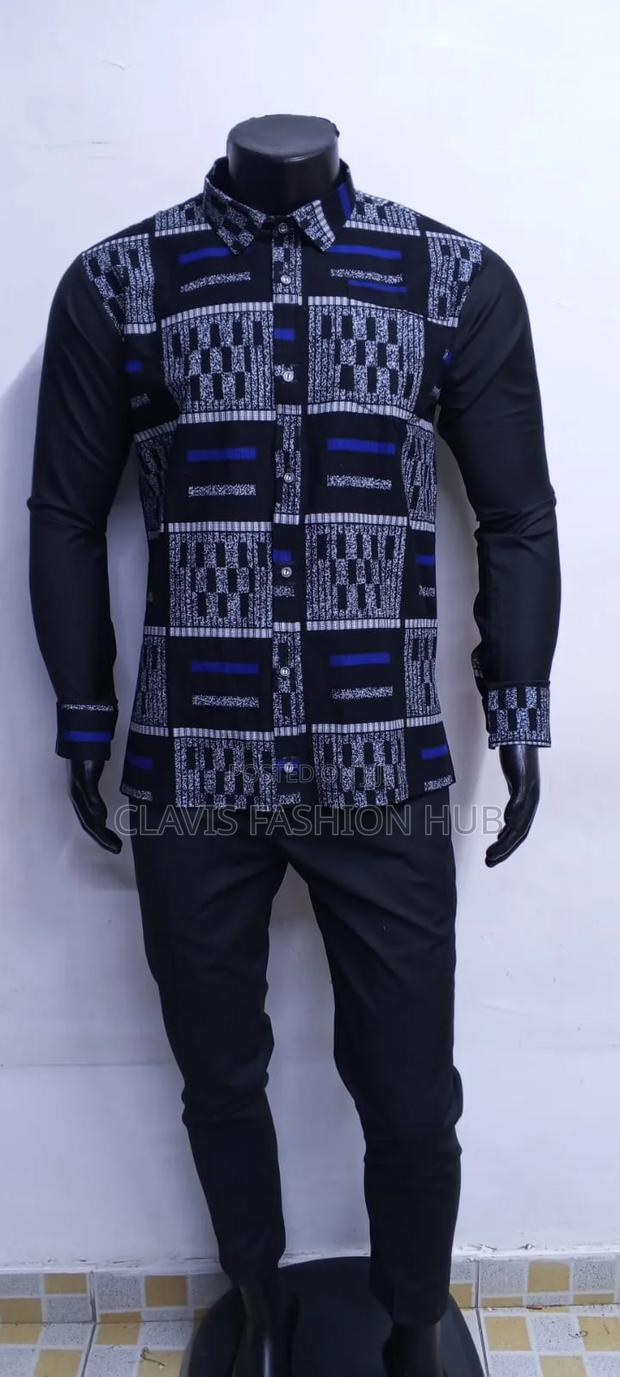 Executive Ankara Men Shirts Black and Navy Blue - thumbnail 3