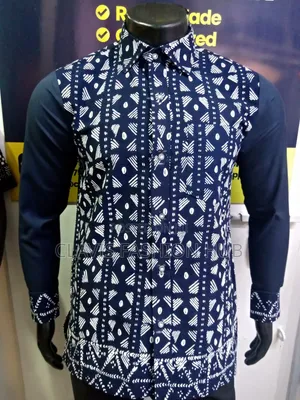 Executive Ankara Men Shirts Black and Navy Blue