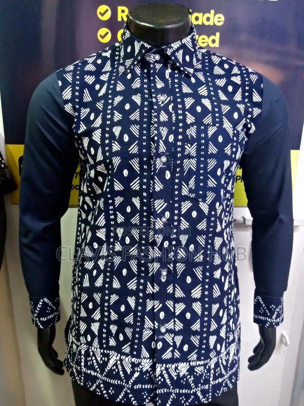 Executive Ankara Men Shirts Black and Navy Blue - thumbnail 4