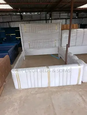 5x6 Grand White Gold-Trim Bed: Pay on Delivery