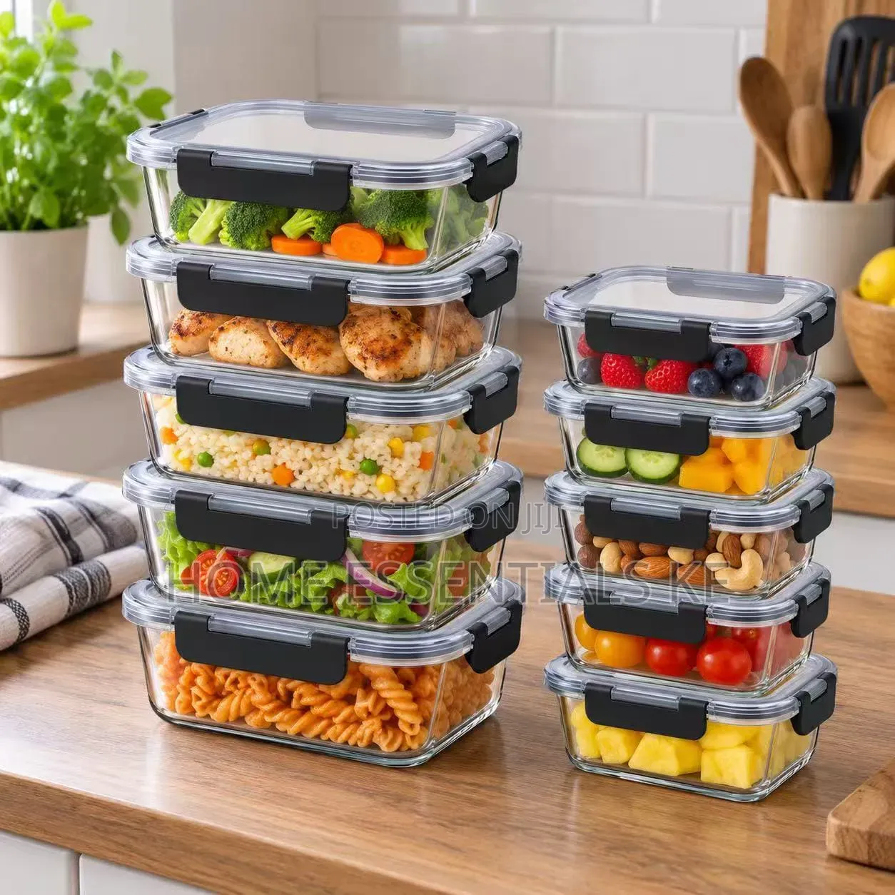 *10 PCS Set Food Grade Glass Storage Containers*1050mls*5pc,420mlx5