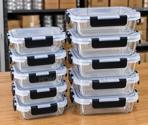 *10 PCS Set Food Grade Glass Storage Containers*1050mls*5pc,420mlx5