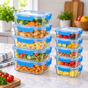 *10 PCS Set Food Grade Glass Storage Containers*1050mls*5pc,420mlx5
