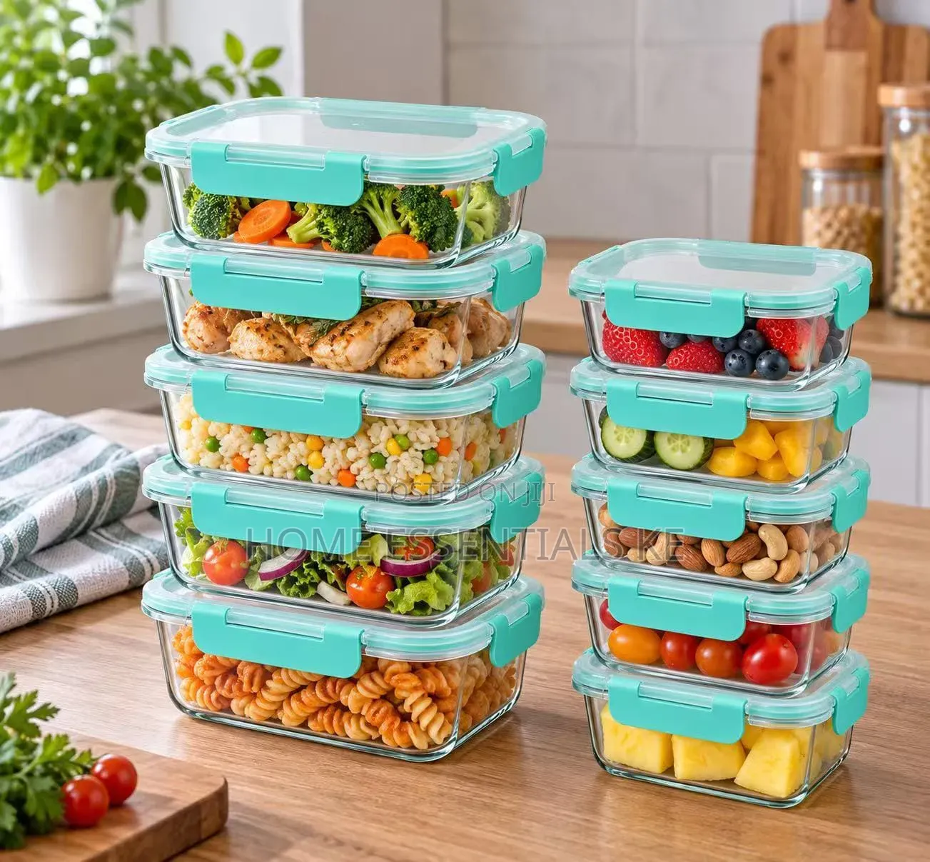 *10 PCS Set Food Grade Glass Storage Containers*1050mls*5pc,420mlx5