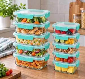 *10 PCS Set Food Grade Glass Storage Containers*1050mls*5pc,420mlx5