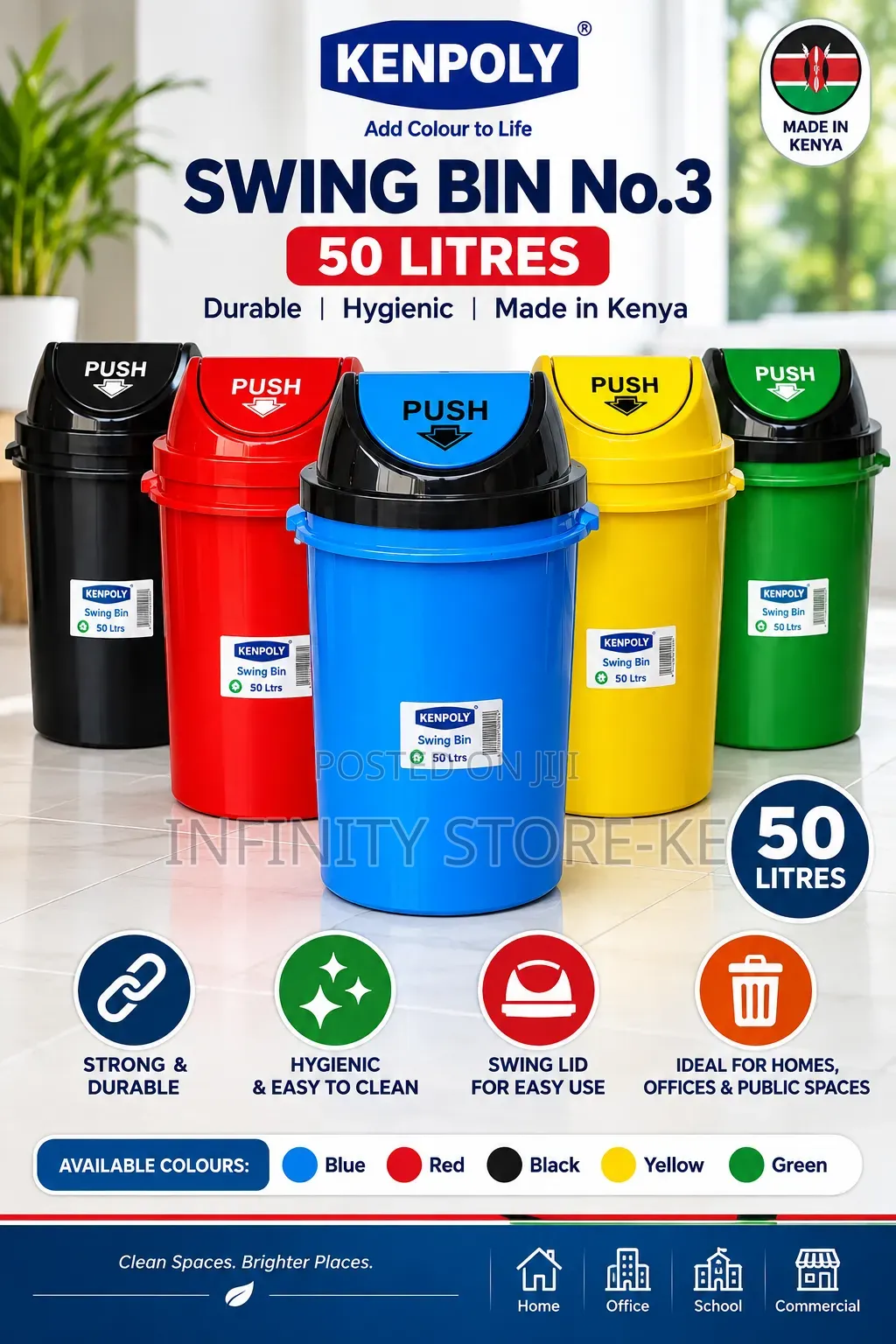 Large Capacity 50 LTRS Kenpoly Swing Bin