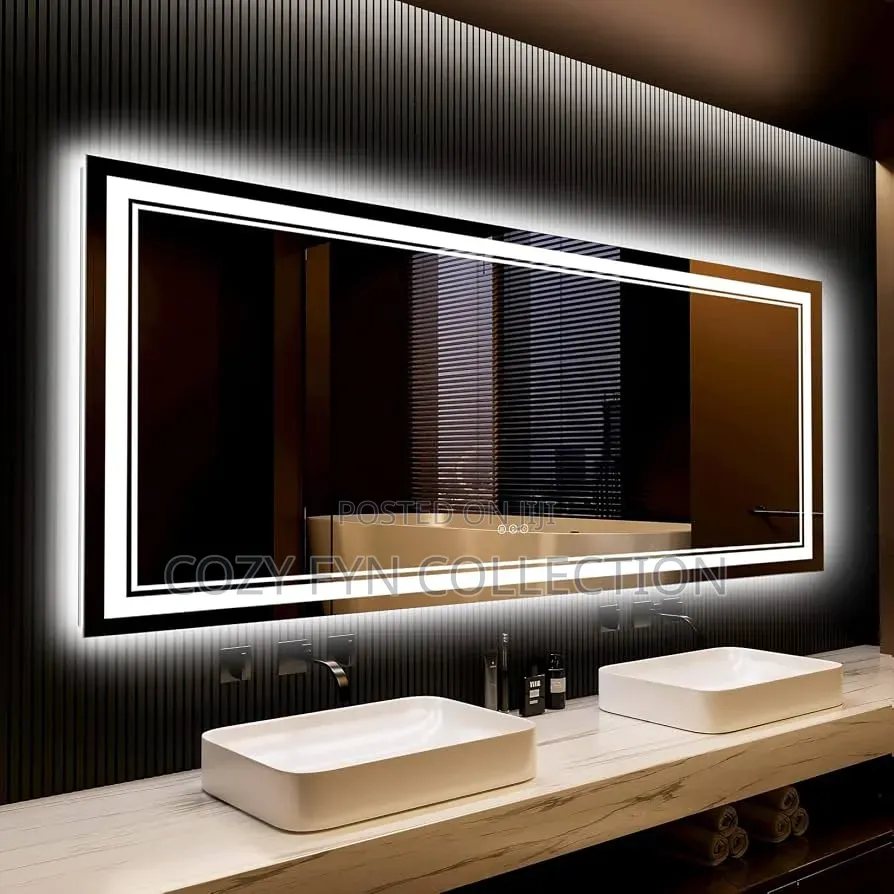 LED Mirror Squire With Lighting (White Yellow White. Warm)