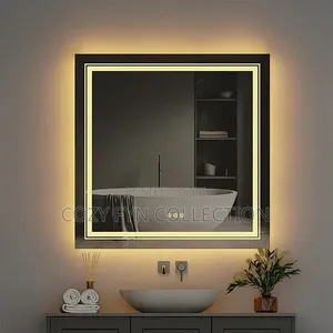 LED Mirror Squire With Lighting (White Yellow White. Warm)